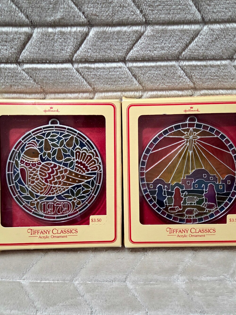 Vintage Hallmark Tiffany Classics Holiday Ornaments - Set of 2